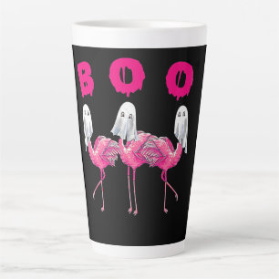 Caneca De Café Latte Boo Flamingo Halloween Flamingo Ghost