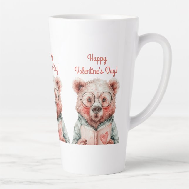 Caneca De Café Latte Bookish Bear Valentine`s Day (Direita)