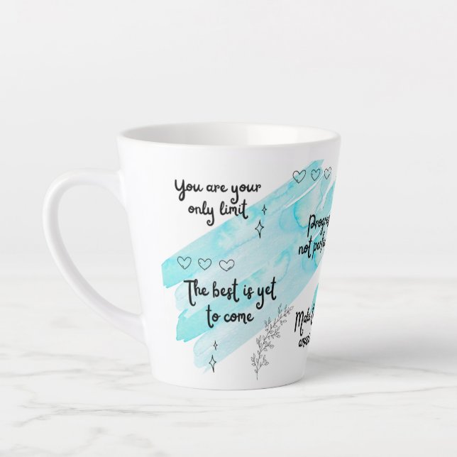 Caneca De Café Latte Boost Blue Latch Mug de Positividade (Esquerda)