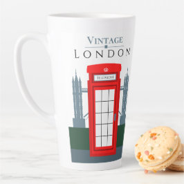 Caneca De Café Latte Booth Telefone Vermelho Retroativo de Londres Rein