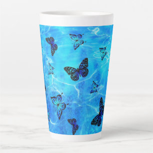 Caneca De Café Latte Borboleta Azul