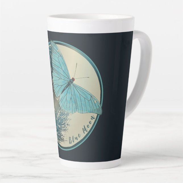 Caneca De Café Latte Borboleta Azul (Ângulo direito)