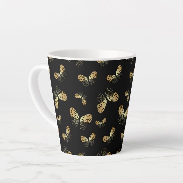Caneca De Café Latte borboleta da mariposa padrão Latte Mug (Ângulo esquerdo)
