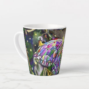 Caneca De Café Latte Borboleta de Ano Novo Dourada Folha