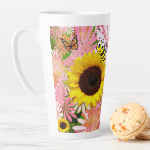 Caneca De Café Latte Borboleta de girassol Bumblebee Latte Mug