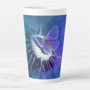 Caneca De Café Latte Borboleta e Flor