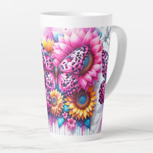 Caneca De Café Latte Borboleta em Bloom (Ângulo direito)