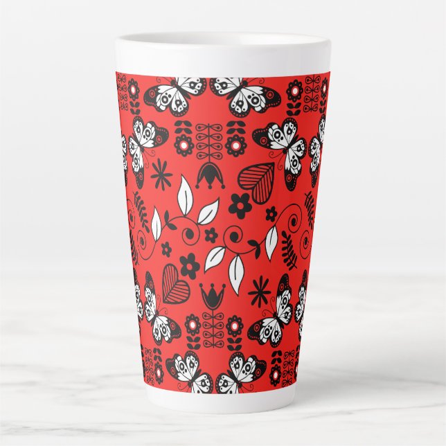 Caneca De Café Latte Borboleta Escandinávia (Frente)