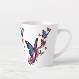 Caneca De Café Latte Borboleta Fluxo Pequeno Lata de Lata - Graça em Vo