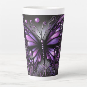 Caneca De Café Latte Borboleta Gótica Whimsical Purple Black Colortion