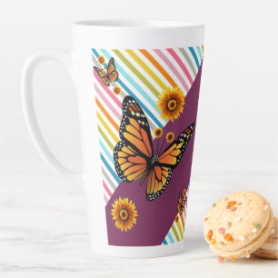 Caneca De Café Latte Borboleta Latte-Mug de Girassol