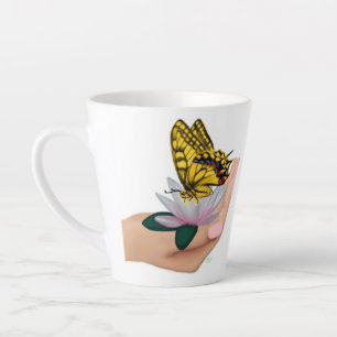 Caneca De Café Latte Borboleta no Lotus Bloom