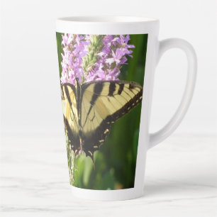 Caneca De Café Latte Borboleta Rabo de Andorinha em Flores Silvestres R