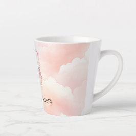 Caneca De Café Latte Borboleta Rosa bonito Nas Nuvens