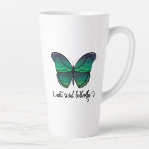Caneca De Café Latte Borboleta Verde Anti-Social