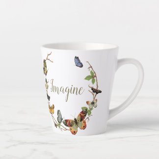 Caneca De Café Latte Borboleta Wreath Personalize Mug