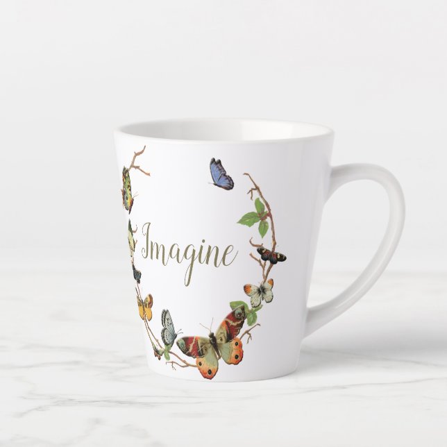 Caneca De Café Latte Borboleta Wreath Personalize Mug (Direita)
