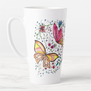 Caneca De Café Latte Borboletas