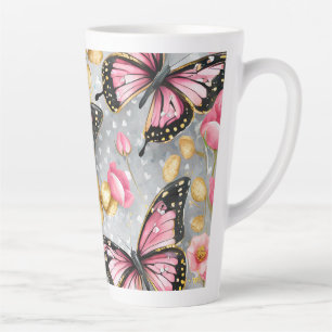 Caneca De Café Latte Borboletas (combina com o diário)