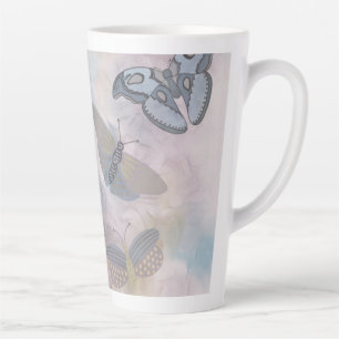 Caneca De Café Latte Borboletas de tinta a álcool
