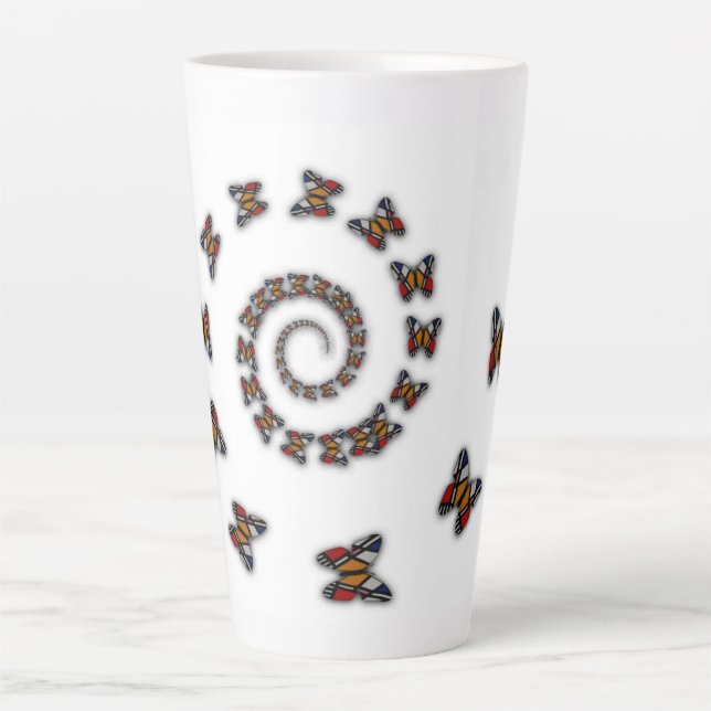 Caneca De Café Latte Borboletas Espirais (Frente)