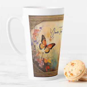 Caneca De Café Latte Borboletas no Quadro