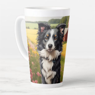Caneca De Café Latte Borda Collie na Fazenda