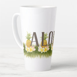 Caneca De Café Latte Borda do Abacaxi Aloha