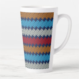 Caneca De Café Latte Bordado do padrão étnico Boho no Tecido