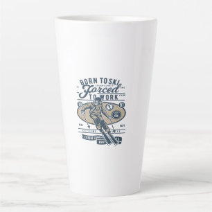 Caneca De Café Latte Born To Ski Forced to work