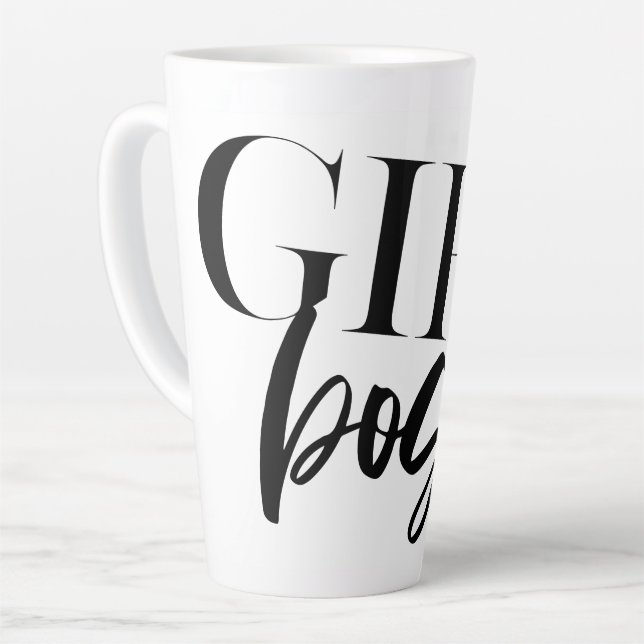 Caneca De Café Latte Boss Girl | Texto preto moderno | (Ângulo esquerdo)
