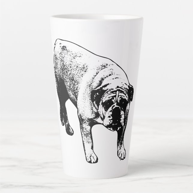 Caneca De Café Latte Bosta de Natal Buldogue (Frente)