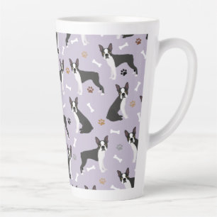 Caneca De Café Latte Boston Terrier Bones e patas Latino