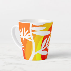 Caneca De Café Latte Botânica branca e laranja