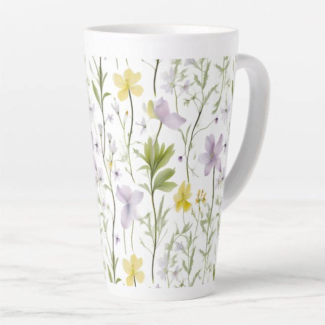 Caneca De Café Latte Botânica Delicada  (Ângulo direito)