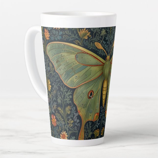 Caneca De Café Latte Botânica do cavalo Elegante retro boho Luna (Ângulo esquerdo)