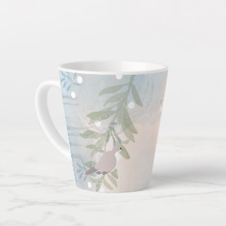 Caneca De Café Latte Botânica Pássaro Floral Natureza