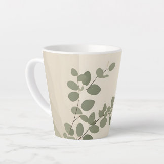 Caneca De Café Latte Botanical organic eucalyptus leaf neutral tones