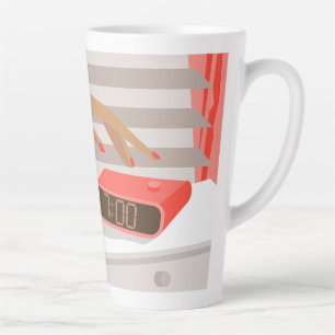 Caneca De Café Latte Botão de snooze do despertador da mão das mulheres