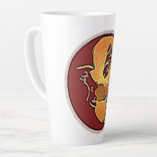Caneca De Café Latte Botão Paisagem - Lua Kokopelli Feather 1