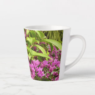 Caneca De Café Latte Bougainvillea púrpura tropical Floral