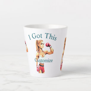 Caneca De Café Latte Boxeadora Feminina em Forma Thunder_Cove