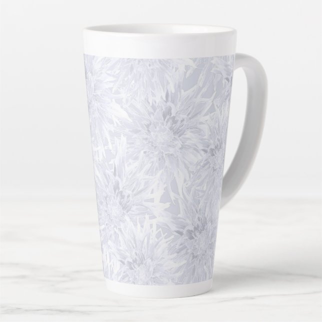 Caneca De Café Latte Branco com cinzas. (Ângulo direito)