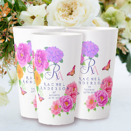 Caneca De Café Latte Branco do Jardim dos Monogramas românticos