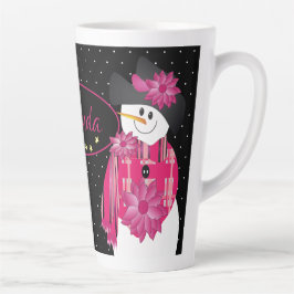 Caneca De Café Latte Branco Preto E Rosa