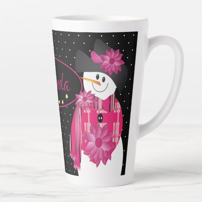 Caneca De Café Latte Branco Preto E Rosa (Direita)