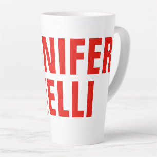 Caneca De Café Latte Branco vermelho-vermelho-preto moderno e profissio