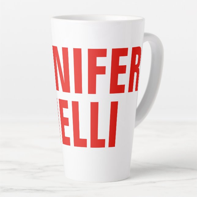 Caneca De Café Latte Branco vermelho-vermelho-preto moderno e profissio (Ângulo direito)
