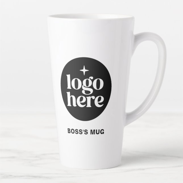 Caneca De Café Latte Branded Custom Employee Business Logo (Direita)