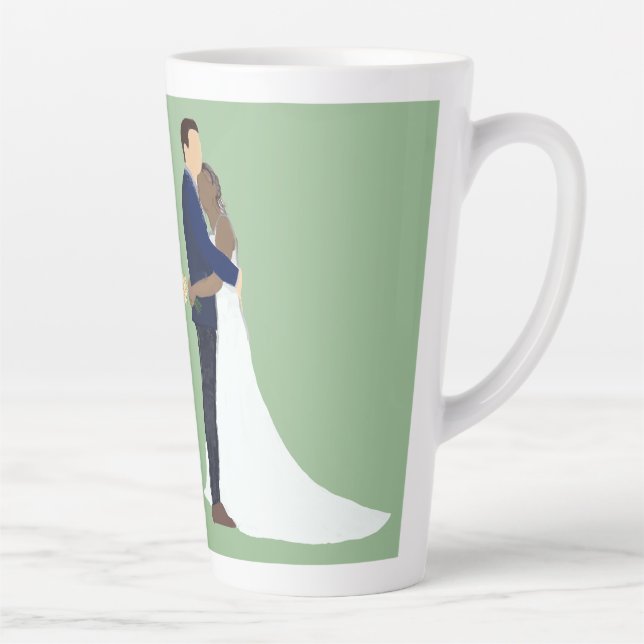Caneca De Café Latte Bridal Couple, skin tones Variation 2 (Direita)